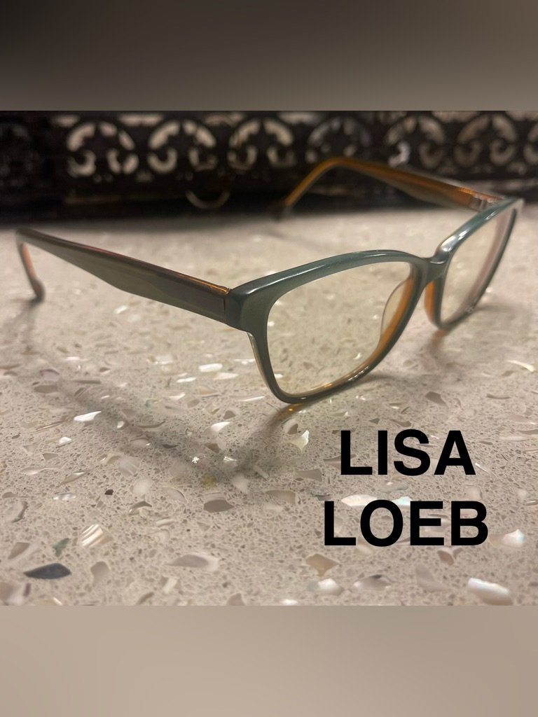 Lisa Loeb Square CatEye Glasses In Green And Tortoiseshell